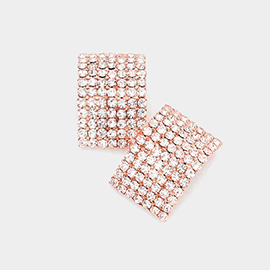 Rectangular Rhinestone Paved Earrings