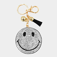 Bling Smile Face Tassel Keychain