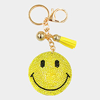 Bling Smile Face Tassel Keychain