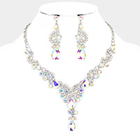 Teardrop Stone Accented Evening Necklace