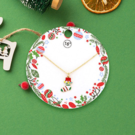 Enamel Christmas Sock Pendant Necklace