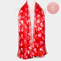 6PCS - Satin Striped Heart Patterned Scarf