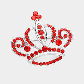 Stone Embellished Crown Pin Brooch