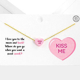 Kiss Me Message Heart Pendant Necklace