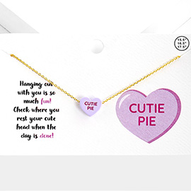 Cutie Pie Message Heart Pendant Necklace