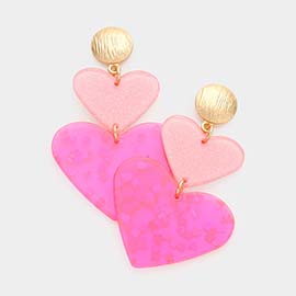 Glittered Double Resin Heart Link Dangle Earrings