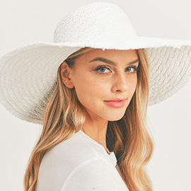 Trim Detailed Solid Straw Sun Hat