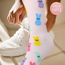 10Pairs - Bunny Patterned Socks