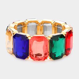 Emerald Cut Stone Stretch Evening Bracelet