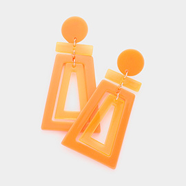 Geometric Open Trapezoid Link Dangle Earrings