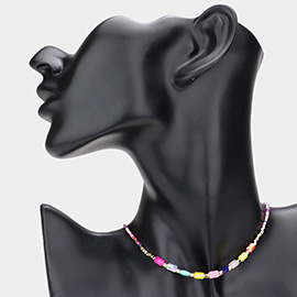 Faceted Rectangle Beaded Choker Necklace