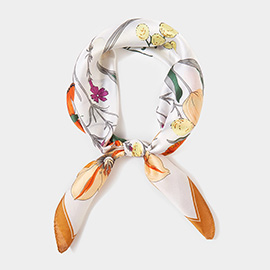 Flower Butterfly Printed Square Scarf