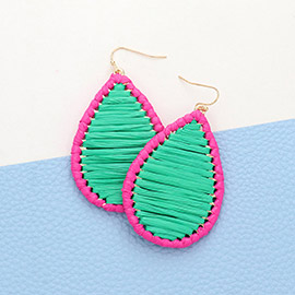 Raffia Wrapped Teardrop Dangle Earrings