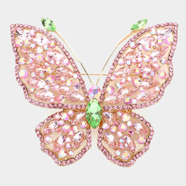 Multi Stone Embellished Butterfly Pin Brooch