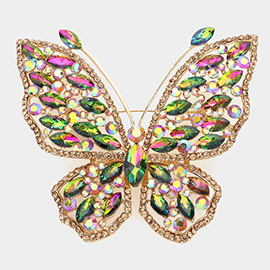 Multi Stone Embellished Butterfly Pin Brooch