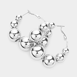 Metal Ball Cluster Hoop Earrings