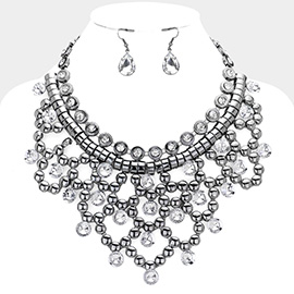 Round Stone Pointed Statement Necklace