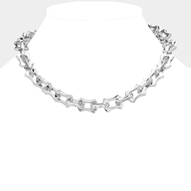 Abstract Open Metal Link Necklace