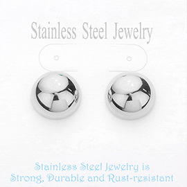 Stainless Steel 0.75 Inch Metal Dome Stud Earrings