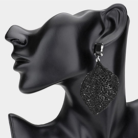 Rhinestone Embellished Leaf Dangle Earrings