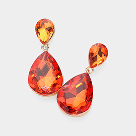 Crystal Double Teardrop Evening Earrings