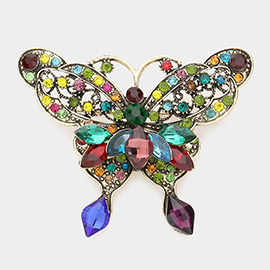 Multi Stone Embellished Butterfly Pin Brooch