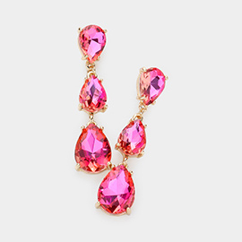 Teardrop Stone Link Dropdown Evening Earrings