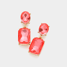 Square Stone Cluster Dangle Evening Earrings