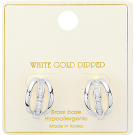 White Gold Dipped Daily Mixed Triple Hoop Earrings