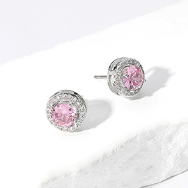 14K Gold Dipped CZ Stone Stud Earrings