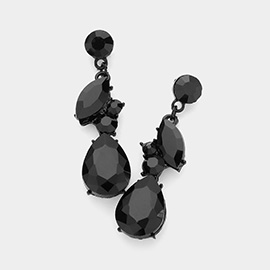 Teardrop Marquise Cluster Dangle Evening Earrings