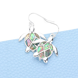 Abalone Sea Turtle Dangle Earrings