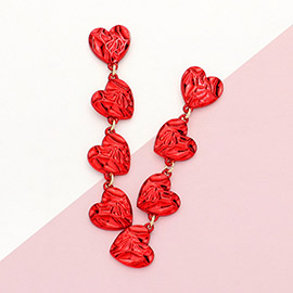 Textured Heart Link Dropdown Earrings