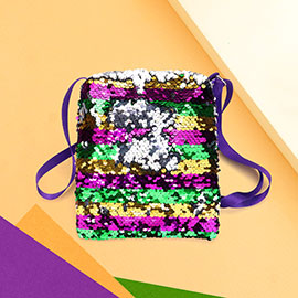 Mardi Gras Sequin Stripe Rectangle Crossbody Bag