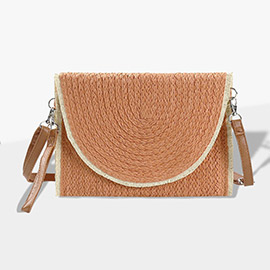 Frayed Trip Two Tone Straw Clutch / Crossbody Bag