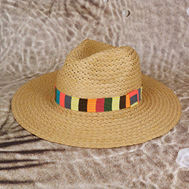 Multi Color Stripe Band Straw Hat