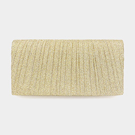 Pleated Shimmery Evening Clutch / Crossbody Bag