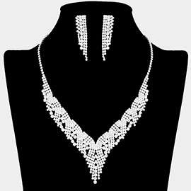 Rhinestone Paved V Shaped Necklace