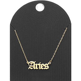 Stainless Steel ARIES Plate Pendant Necklace