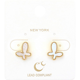 Mother Of Pearl Butterfly Stud Earrings