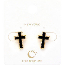 Enamel Cross Stud Earrings