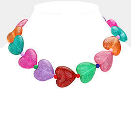 Chunky Resin Heart Beaded Necklace