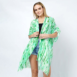 Abstract Foil Print Kimono Poncho