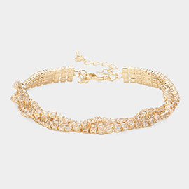 CZ Rhinestone Paved Evening Bracelet