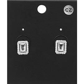 CZ Rectangle Stone Stud Earrings