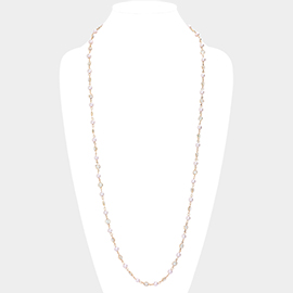 Pearl Clear Bezel Station Long Necklace