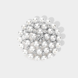 Rhinestone Pointed Pearl Pin Brooch