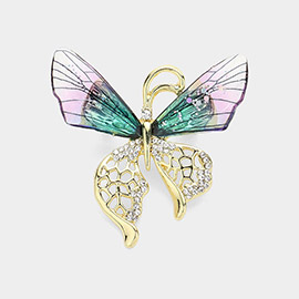 Rhinestone Embellished Butterfly Pin Brooch