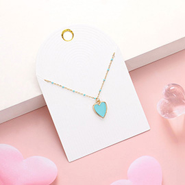 Enamel Heart Pendant Satellite Chain Necklace