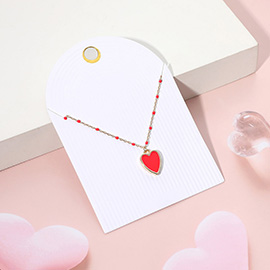 Enamel Heart Pendant Satellite Chain Necklace